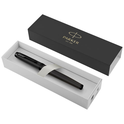 Pluma estilográfica Parker negra en estuche de regalo con logo dorado